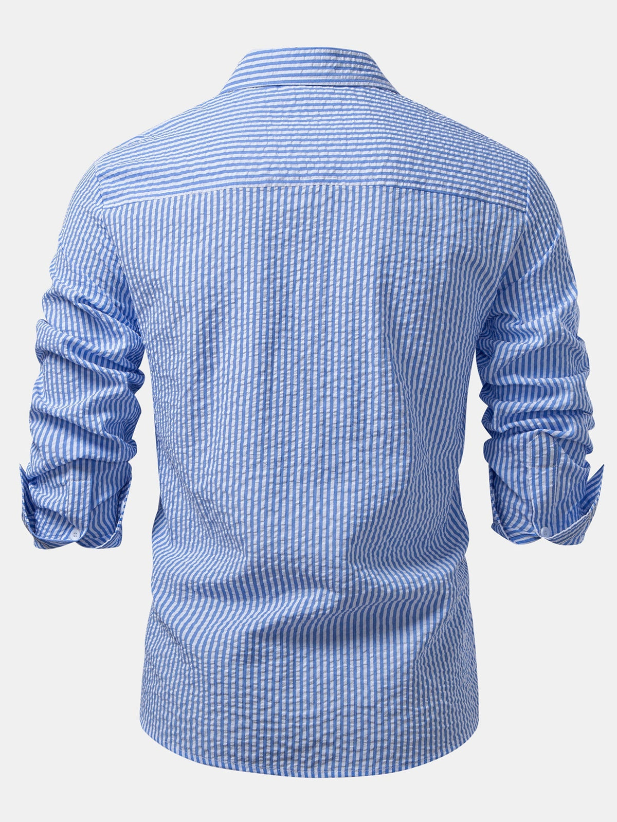 Men’s Seersucker Button-Up Shirt – Regular Fit Smart Casual Layer for Workdays and Weekends