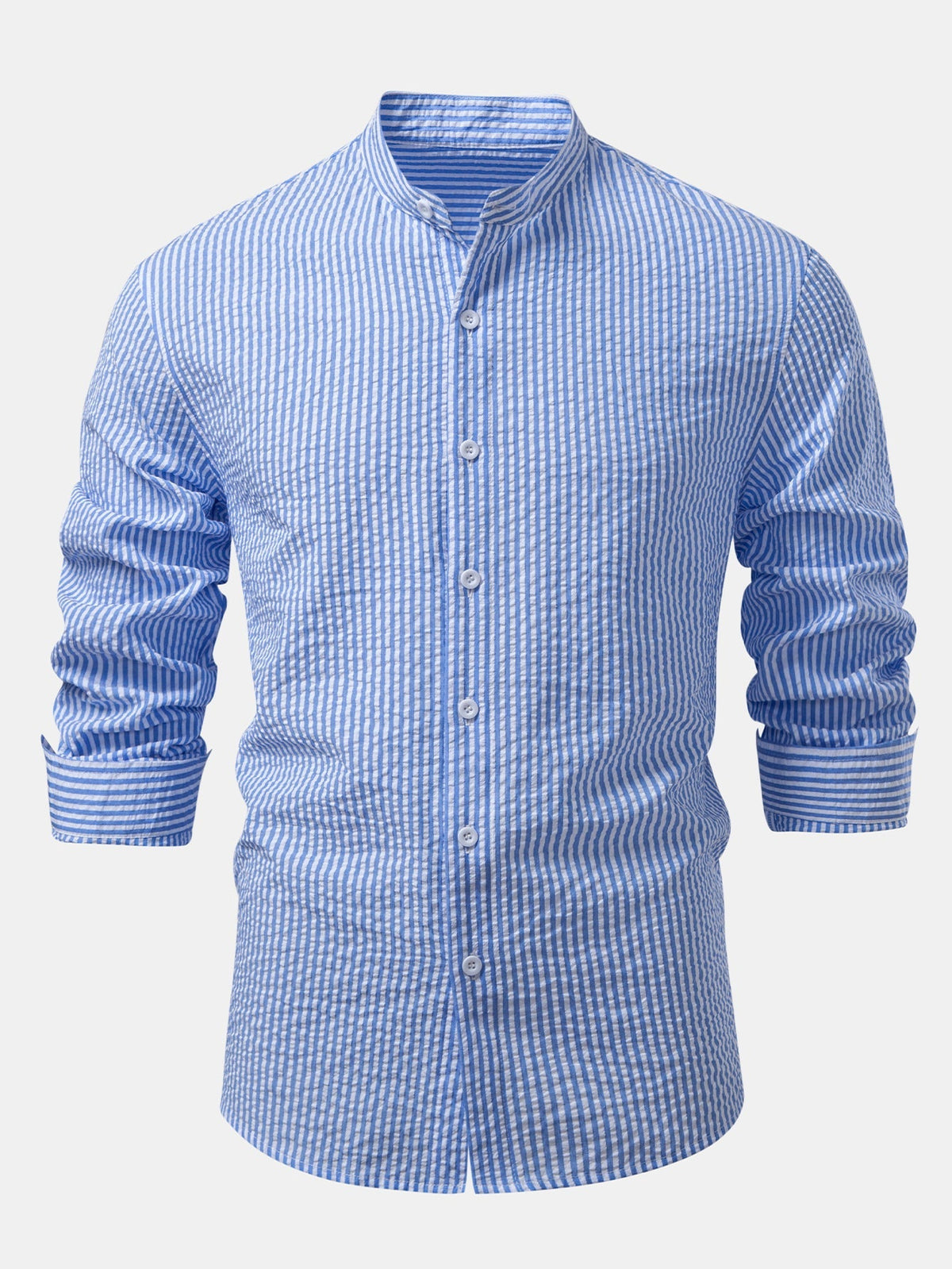 Men’s Stand Collar Seersucker Shirt Multipack – Three Regular-Fit Everyday Layers