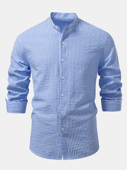 Men’s Stand Collar Seersucker Shirt Multipack – Three Regular-Fit Everyday Layers