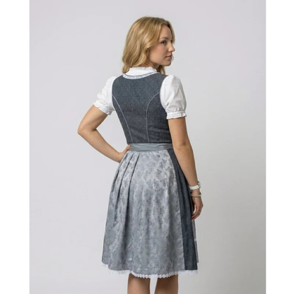 Women’s Classic Dirndl Midi Dress – Oktoberfest Style with Decorative Apron
