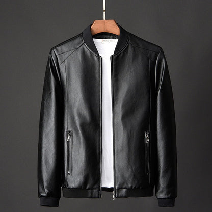 Men’s Slim PU Leather Bomber Jacket – Streamlined Everyday Layer for Smart Casual Wear