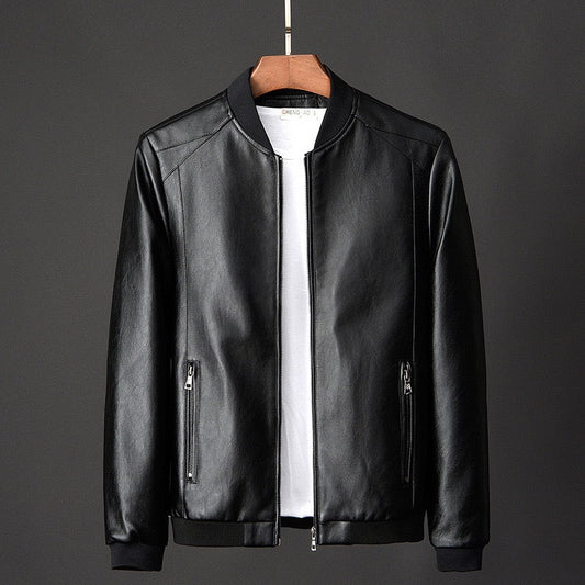 Men’s Slim PU Leather Bomber Jacket – Streamlined Everyday Layer for Smart Casual Wear