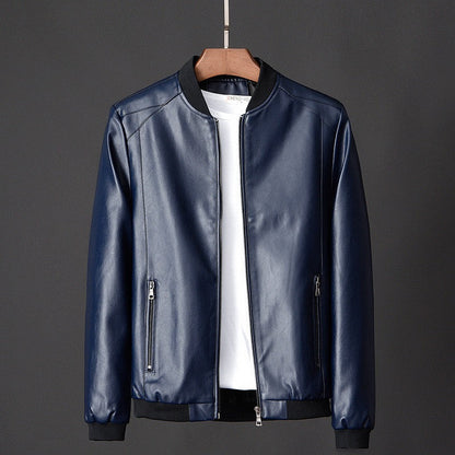 Men’s Slim PU Leather Bomber Jacket – Streamlined Everyday Layer for Smart Casual Wear
