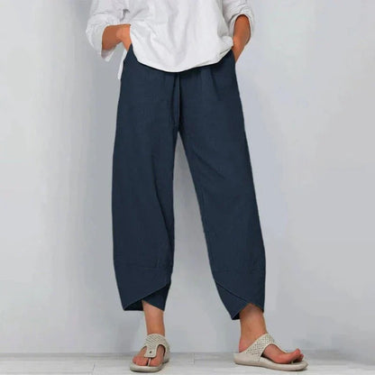 Women’s Cropped Wide-Leg Trousers – Relaxed Summer Style with Tulip Hem