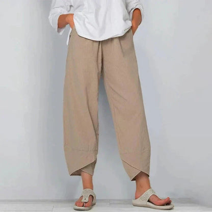 Women’s Cropped Wide-Leg Trousers – Relaxed Summer Style with Tulip Hem