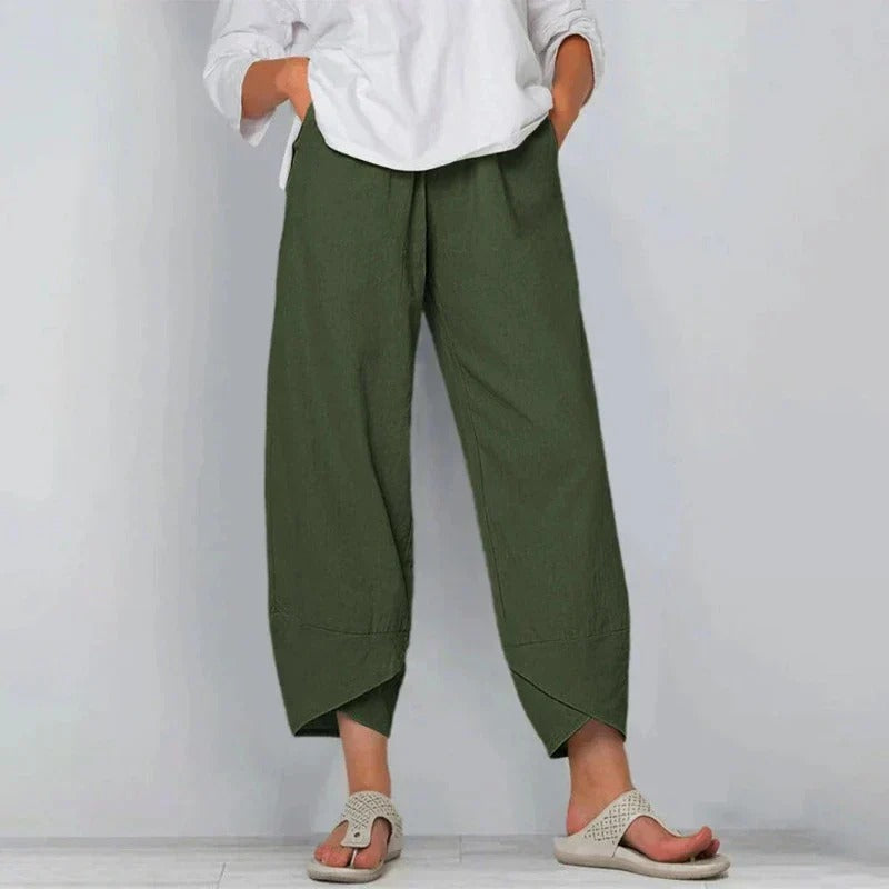 Women’s Cropped Wide-Leg Trousers – Relaxed Summer Style with Tulip Hem