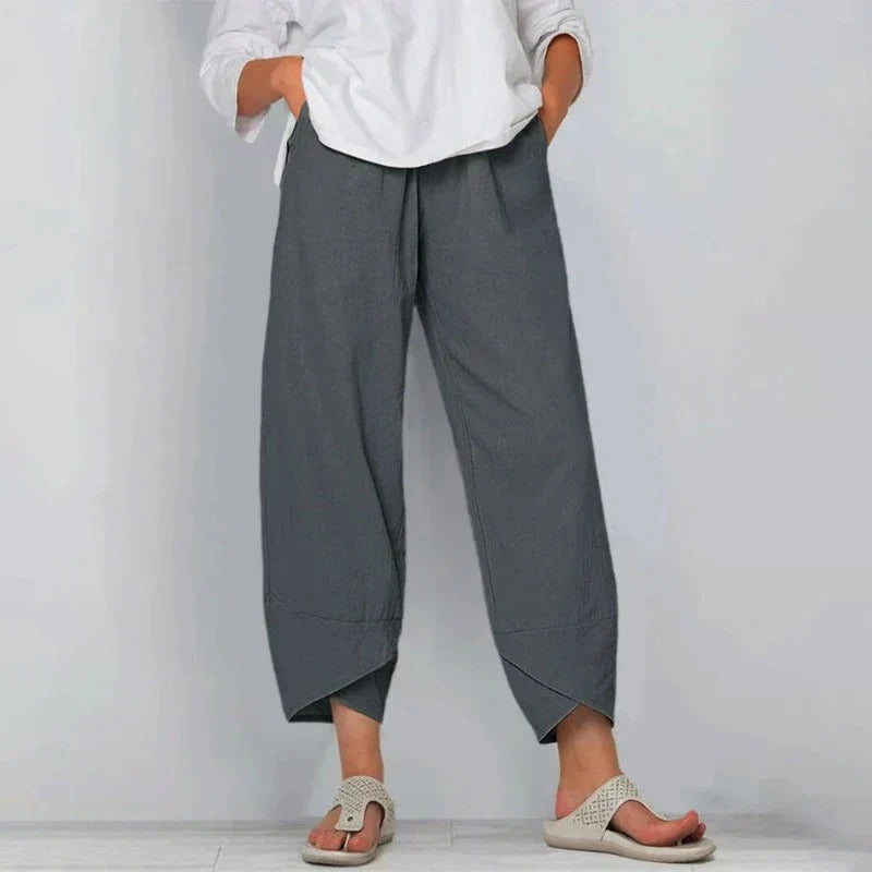 Women’s Cropped Wide-Leg Trousers – Relaxed Summer Style with Tulip Hem