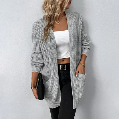 Women’s Chunky-Knit Open-Front Longline Cardigan – Relaxed Layer for Cooler Seasons