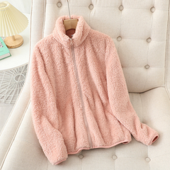 Women’s Plush Fleece Zip Jacket – Soft Stand-Collar Layer for Everyday Winter Comfort