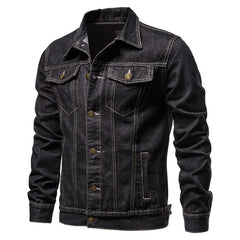 Men’s Heritage Denim Trucker Jacket – Structured Button-Front Layer with Contrast Stitching and Utility Pockets