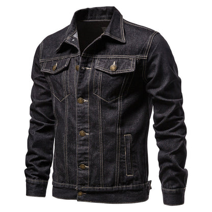 Men’s Heritage Denim Trucker Jacket – Structured Button-Front Layer with Contrast Stitching and Utility Pockets