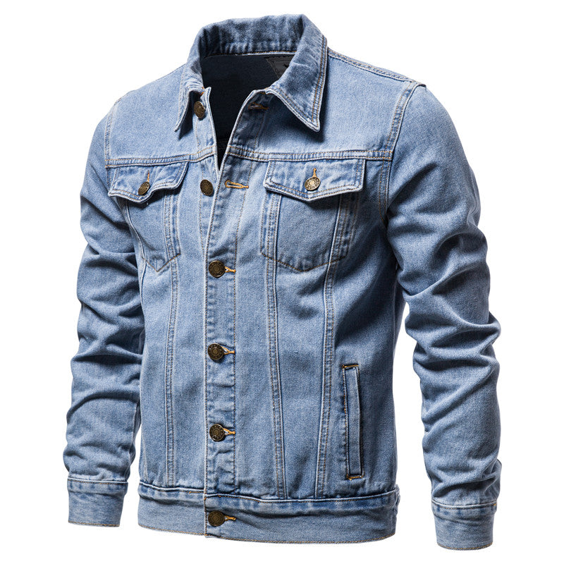 Men’s Heritage Denim Trucker Jacket – Structured Button-Front Layer with Contrast Stitching and Utility Pockets