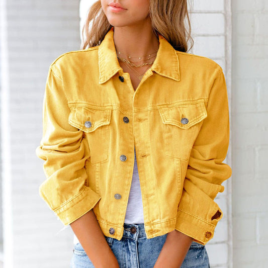 Women’s Cropped Jacket – Button Front with Flap Chest Pockets