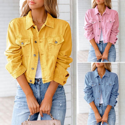 Women’s Cropped Jacket – Button Front with Flap Chest Pockets