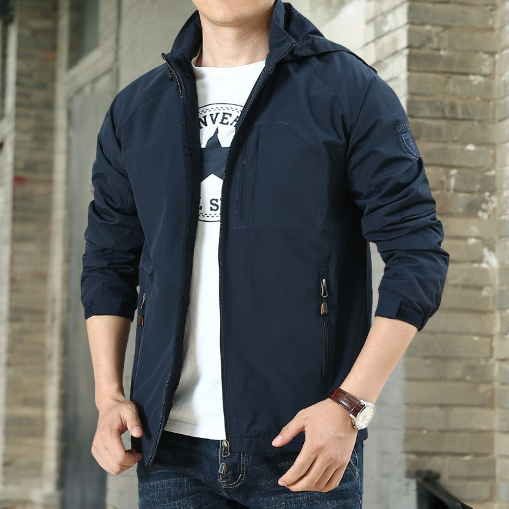 Men’s Transitional Jacket – Stand Collar with Secure Zip Pockets