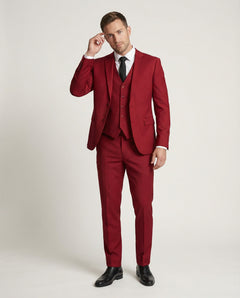 Men’s Tailored Three-Piece Suit – Single-Breasted Jacket Waistcoat and Trousers for Weddings and Business