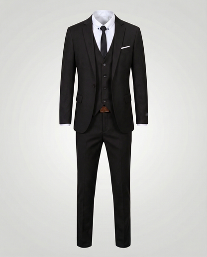 Men’s Tailored Three-Piece Suit – Single-Breasted Jacket Waistcoat and Trousers for Weddings and Business