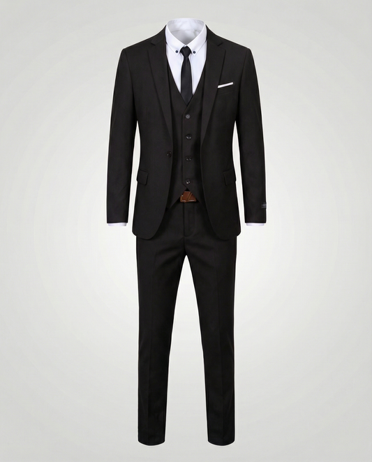 Men’s Tailored Three-Piece Suit – Single-Breasted Jacket Waistcoat and Trousers for Weddings and Business