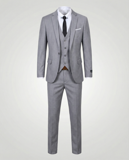 Men’s Tailored Three-Piece Suit – Single-Breasted Jacket Waistcoat and Trousers for Weddings and Business