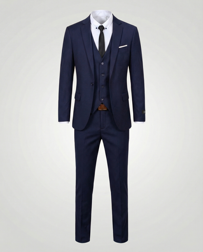 Men’s Tailored Three-Piece Suit – Single-Breasted Jacket Waistcoat and Trousers for Weddings and Business