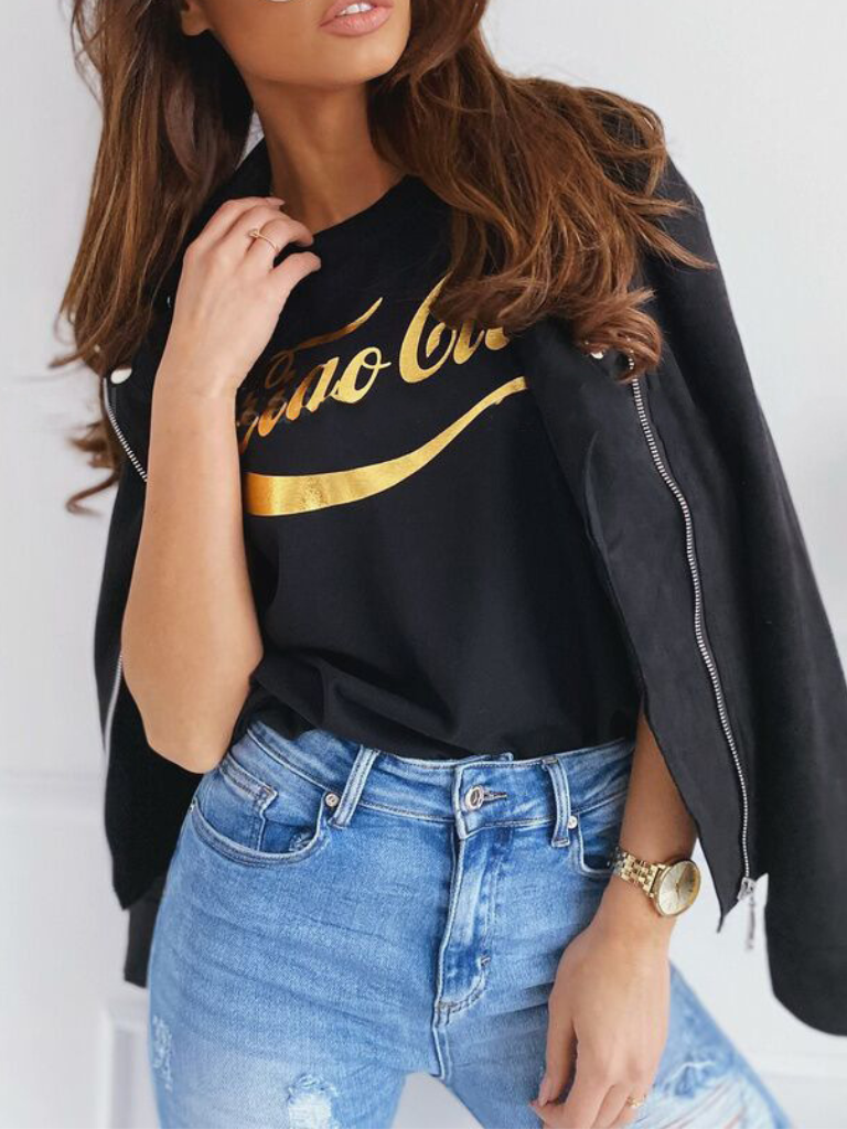 Women’s Cropped Jacket – Biker Jacket with Asymmetric Zip and Lapel Collar