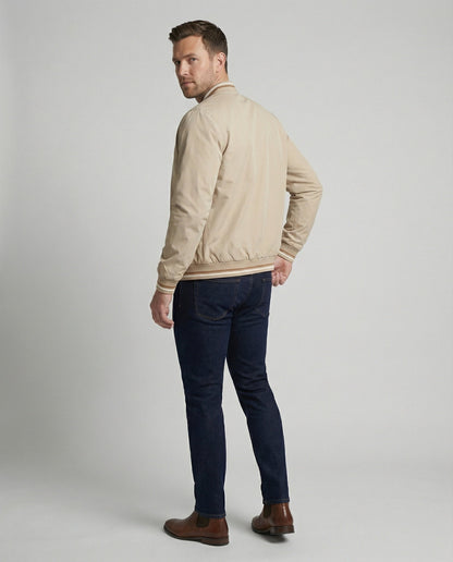 Men’s Water-Resistant Nylon Bomber Jacket – Lightweight Breathable Layer for Smart Casual Wear