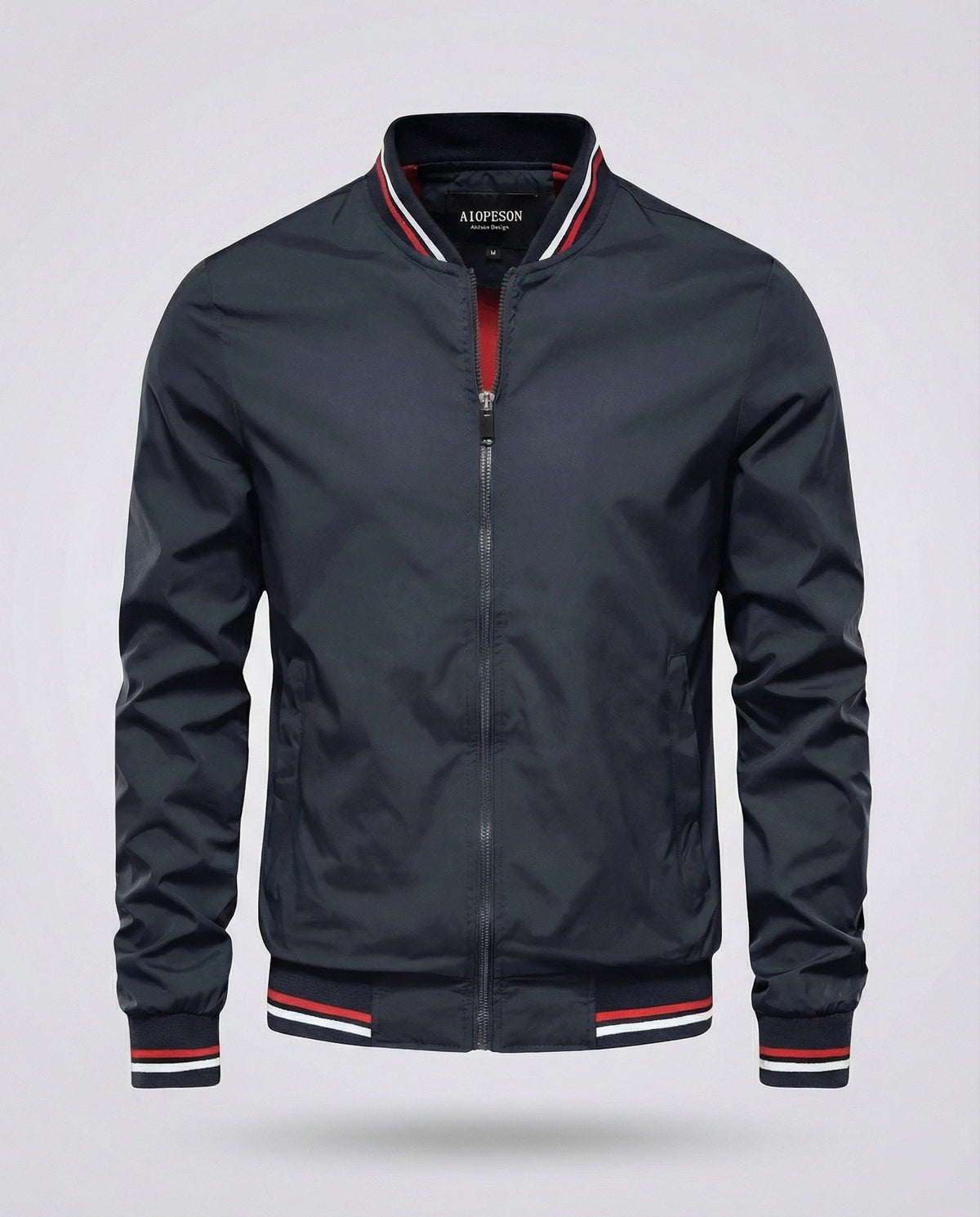 Men’s Water-Resistant Nylon Bomber Jacket – Lightweight Breathable Layer for Smart Casual Wear