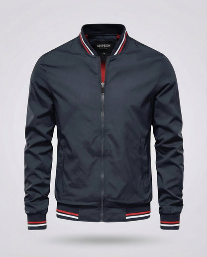 Men’s Water-Resistant Nylon Bomber Jacket – Lightweight Breathable Layer for Smart Casual Wear