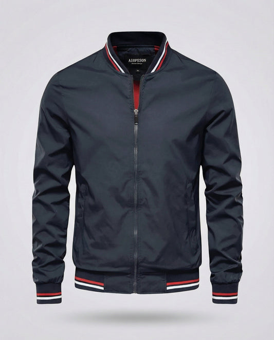 Men’s Water-Resistant Nylon Bomber Jacket – Lightweight Breathable Layer for Smart Casual Wear
