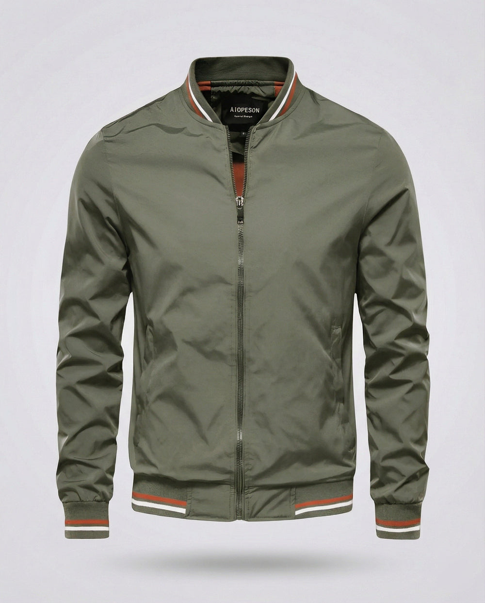 Men’s Water-Resistant Nylon Bomber Jacket – Lightweight Breathable Layer for Smart Casual Wear