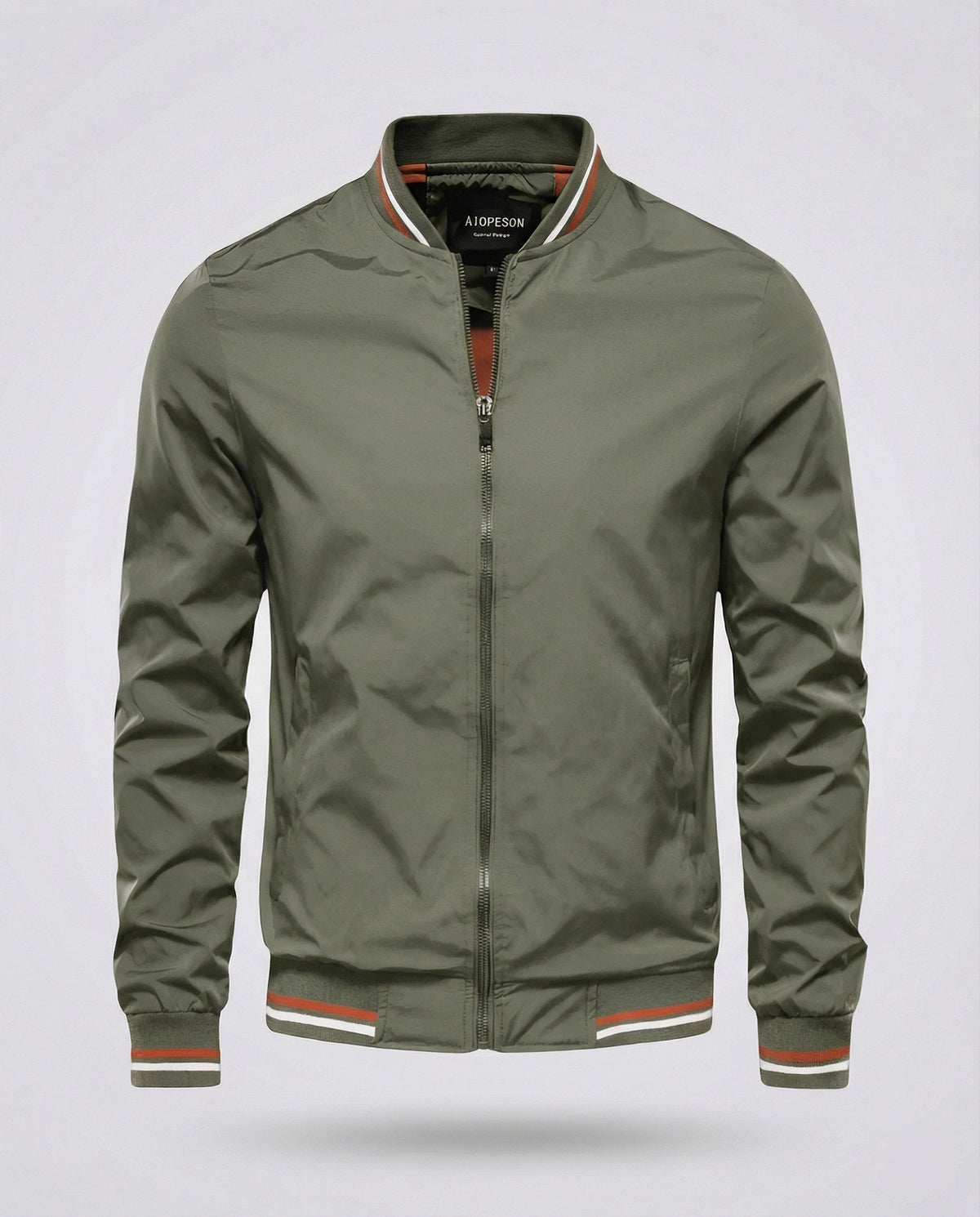 Men’s Water-Resistant Nylon Bomber Jacket – Lightweight Breathable Layer for Smart Casual Wear