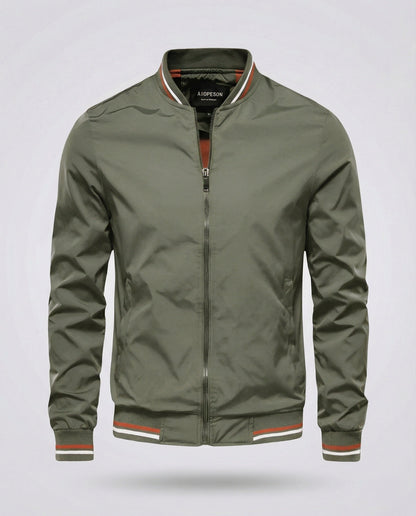 Men’s Water-Resistant Nylon Bomber Jacket – Lightweight Breathable Layer for Smart Casual Wear
