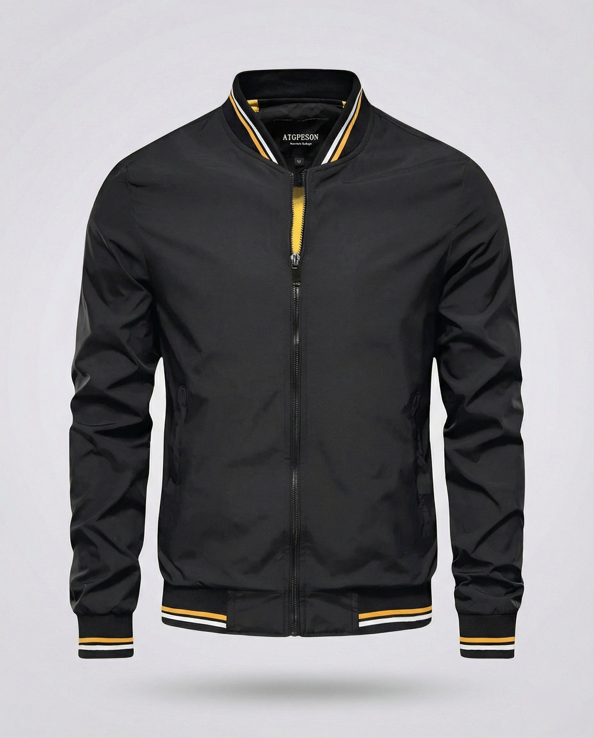 Men’s Water-Resistant Nylon Bomber Jacket – Lightweight Breathable Layer for Smart Casual Wear
