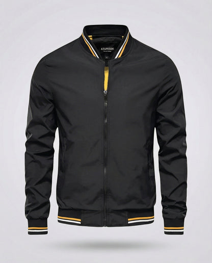 Men’s Water-Resistant Nylon Bomber Jacket – Lightweight Breathable Layer for Smart Casual Wear