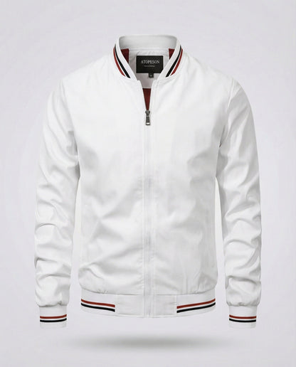 Men’s Water-Resistant Nylon Bomber Jacket – Lightweight Breathable Layer for Smart Casual Wear