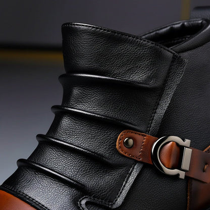 Men’s Handcrafted Leather Buckle Boots – Structured Ankle Style for Smart Casual and Weekend Wear