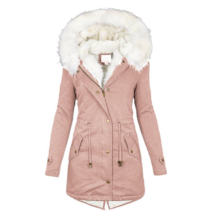 Women’s Fur-Trim Hooded Winter Parka – Waterproof Longline Layer for Cold-Weather Wear