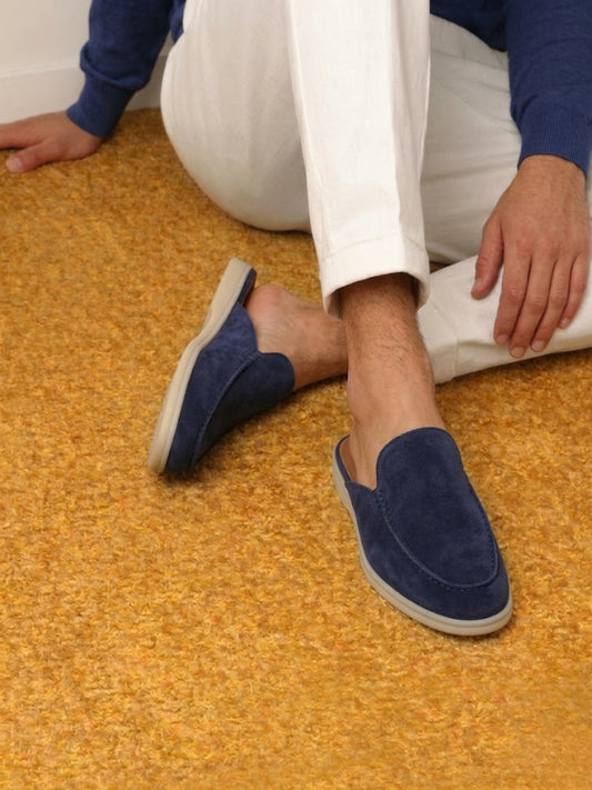 Men’s Suede-Look Mule Loafers – Lightweight Slip-On Shoes for Summer and Smart Casual Wear