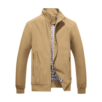 Men’s Stain-Resistant Stand-Collar Jacket – Lightweight Zip Layer for Transitional Wear
