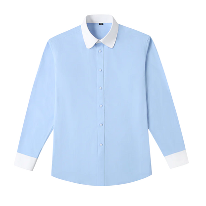 Men’s Rounded Collar Cotton Shirt for Refined Business and Occasion Styling
