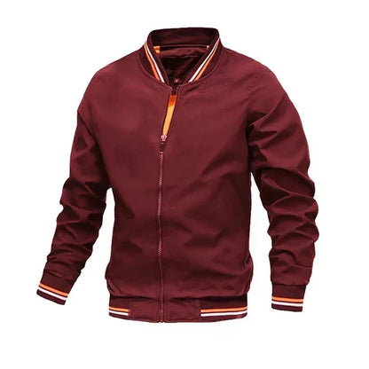 Men’s Ribbed-Trim Bomber Jacket – Lightweight Zip Layer for Transitional Weather