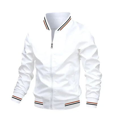 Men’s Ribbed-Trim Bomber Jacket – Lightweight Zip Layer for Transitional Weather