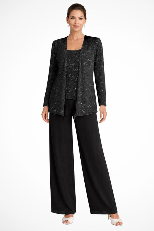 Women’s Sequin Jacket Top and Palazzo Trouser Set – Three Piece Wedding Occasion Outfit