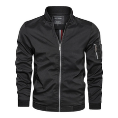 Men’s Lightweight Utility Bomber Jacket – Zip-Front Casual Layer with Sleeve Pocket and Ribbed Trims