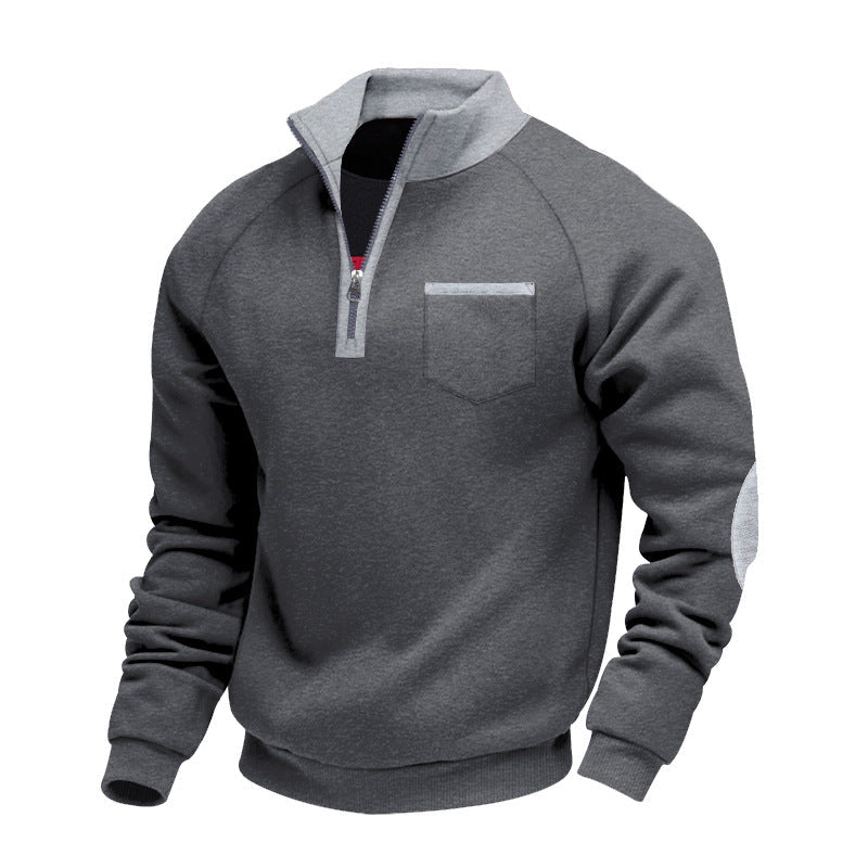 Men’s Stand-Collar Quarter-Zip Sweatshirt – Practical Layer for Autumn and Winter