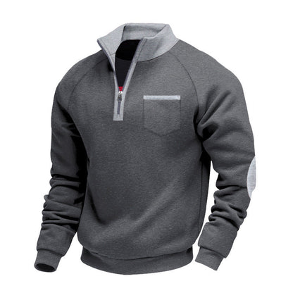 Men’s Stand-Collar Quarter-Zip Sweatshirt – Practical Layer for Autumn and Winter