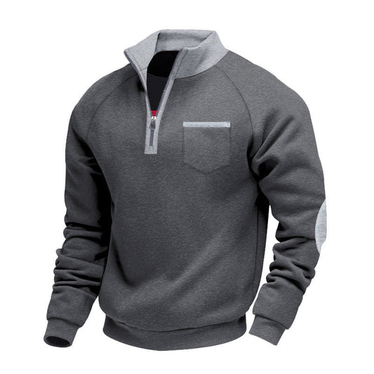 Men’s Stand-Collar Quarter-Zip Sweatshirt – Practical Layer for Autumn and Winter