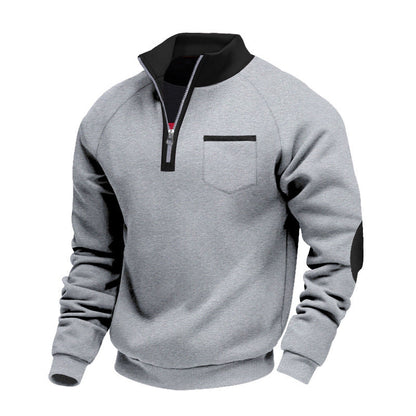Men’s Stand-Collar Quarter-Zip Sweatshirt – Practical Layer for Autumn and Winter
