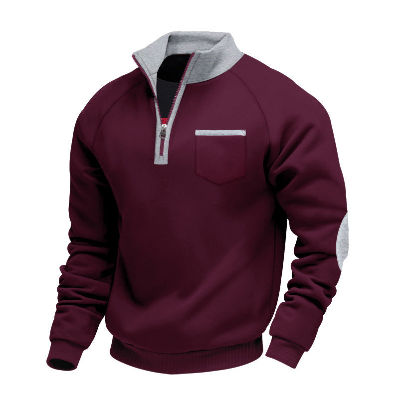 Men’s Stand-Collar Quarter-Zip Sweatshirt – Practical Layer for Autumn and Winter