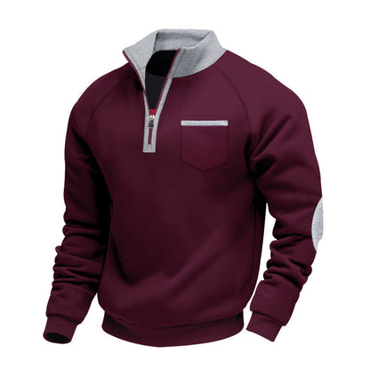 Men’s Stand-Collar Quarter-Zip Sweatshirt – Practical Layer for Autumn and Winter